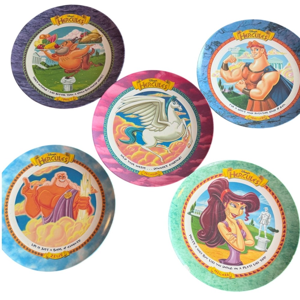 Vintage 1997 McDonalds‎ Disney Hercules 5 Plate Set Pegasus Zeus Megara Phil